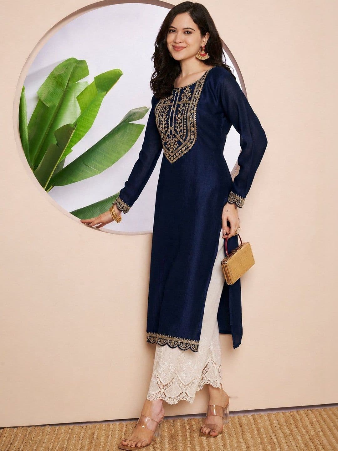 rarethread Women Ethnic Motifs Embroidered Thread Work Kurta - view 1