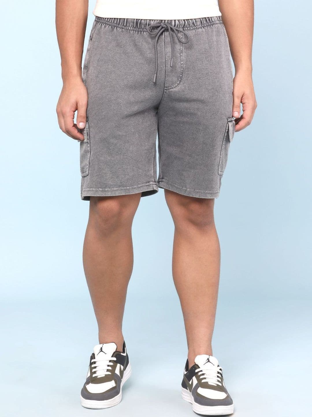 V-Mart Men Washed Cargo Shorts Technology