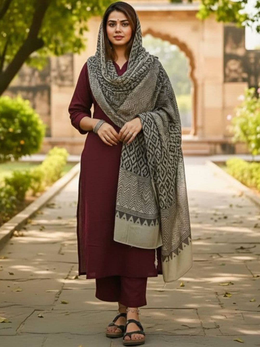 Lee Moda Women Ethnic Motifs Regular Kurta with Trousers & With Dupatta - view 1