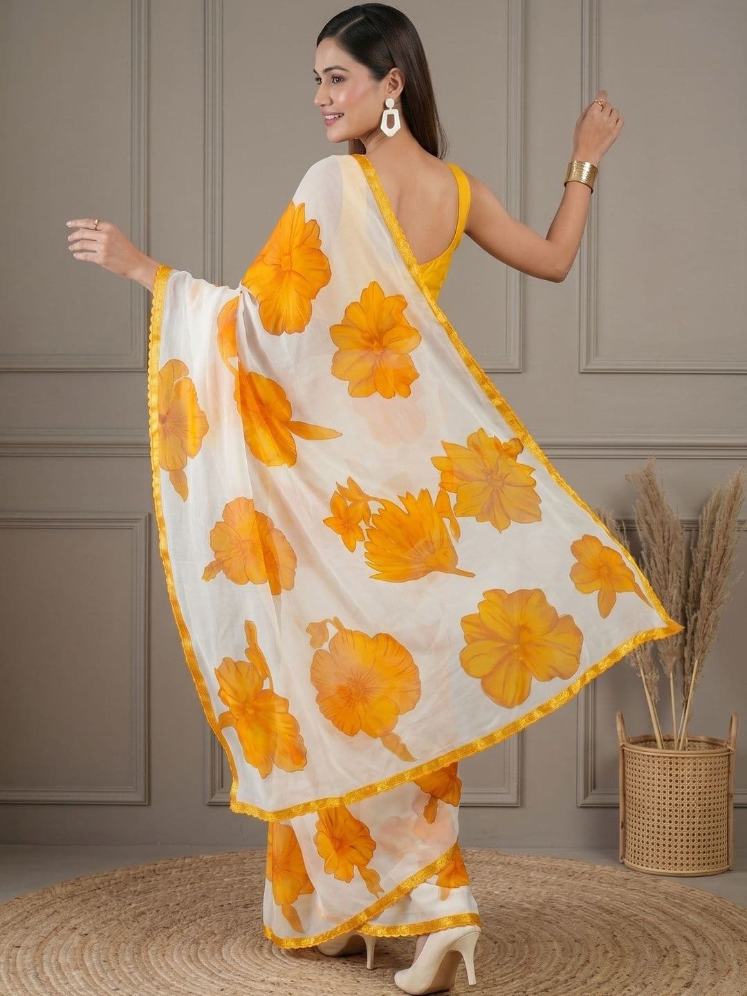 Dhaaga Ghar Floral Pure Chiffon Saree thumbnail 3