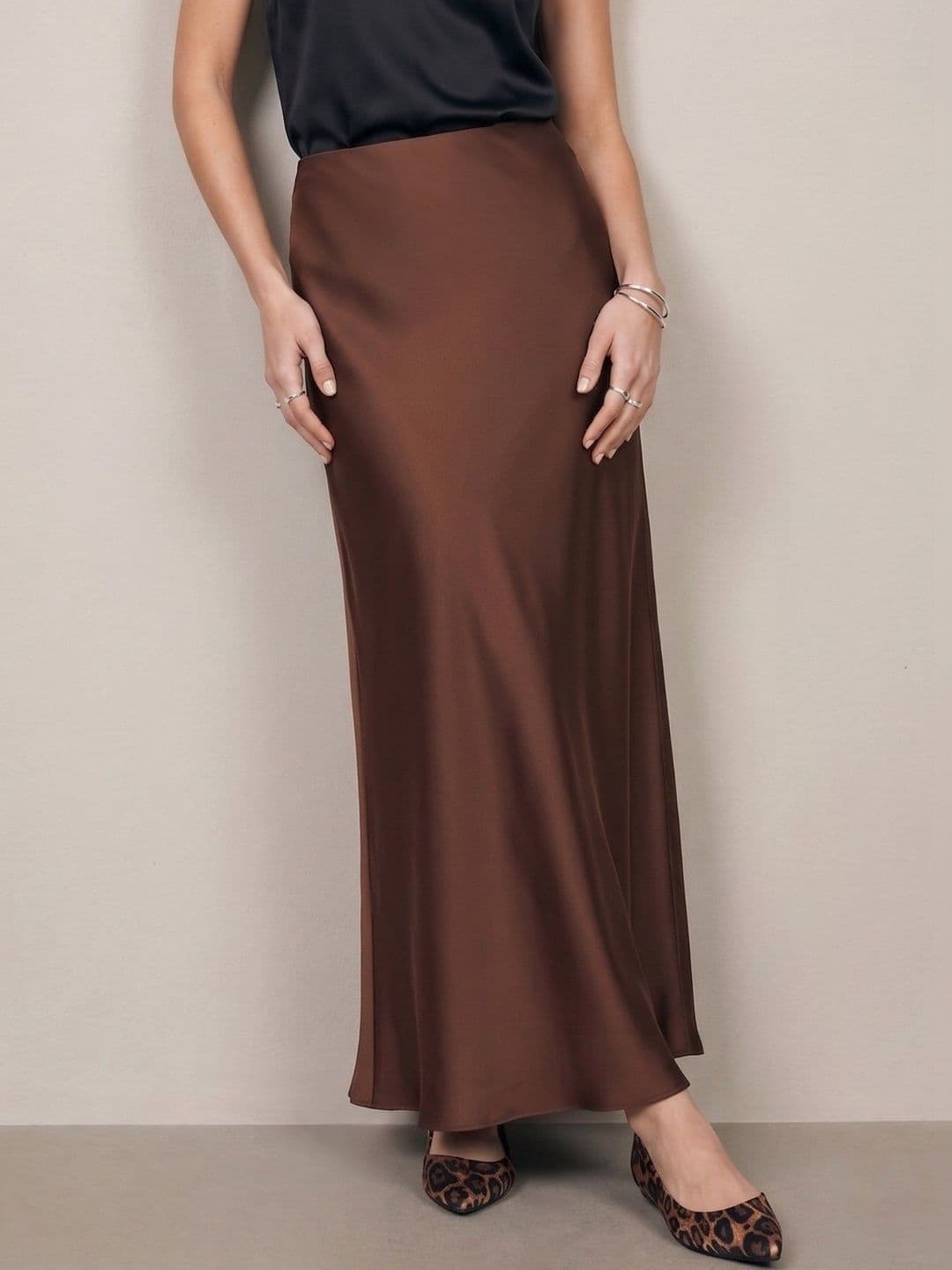Outzidr Women Satin Maxi A-Line Skirt - view 1