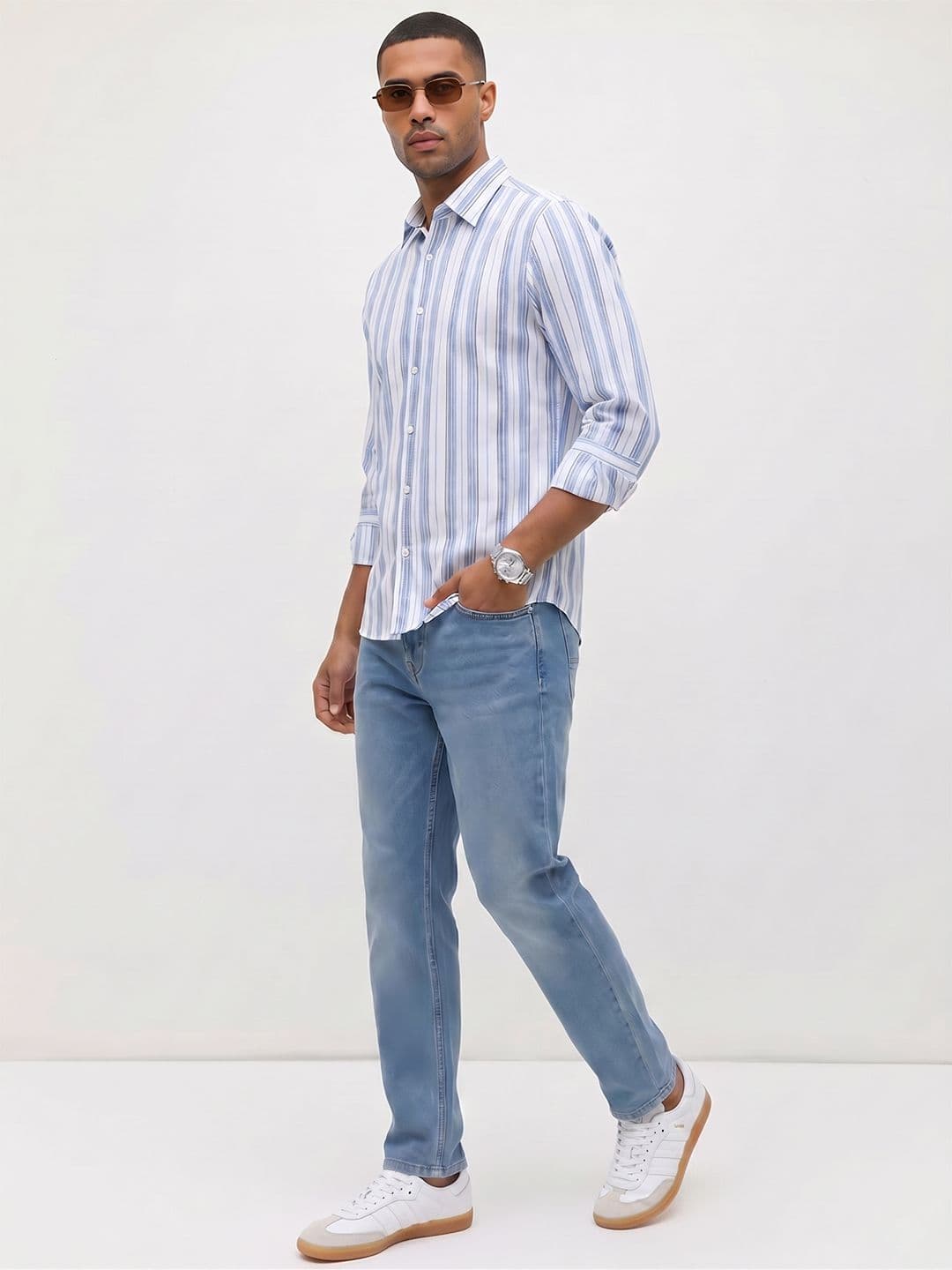 The Roadster Life Co. Vertical Striped Pure Cotton Casual Shirt thumbnail 4