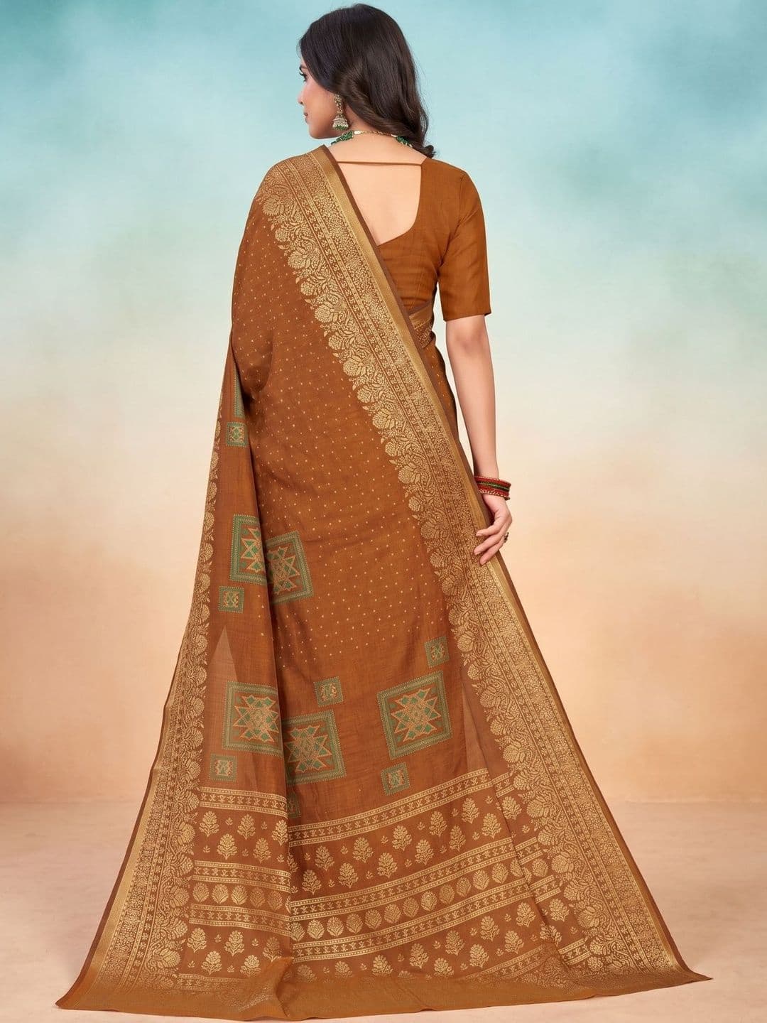 HERE&NOW X Minu Fashions Ethnic Motifs Zari Pure Cotton Handloom Banarasi Saree thumbnail 2