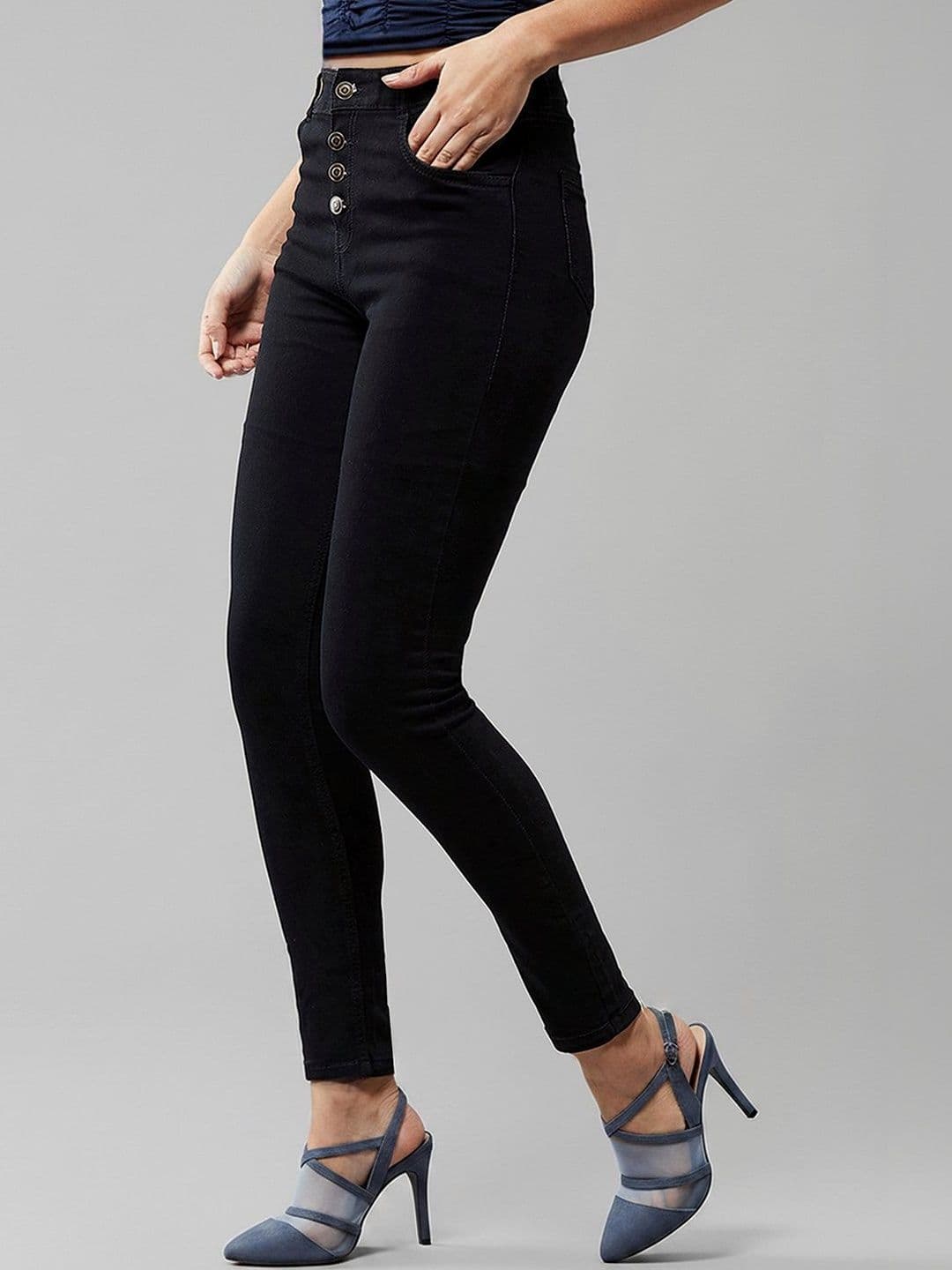 Mast & Harbour Women Skinny Fit High Rise Clean Look Regular Length Stretchable Denim Jeans thumbnail 5