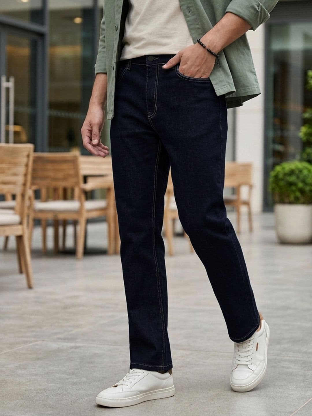 Urbano Fashion Men Dark Blue Straight Fit Washed Jeans Stretchable - view 1