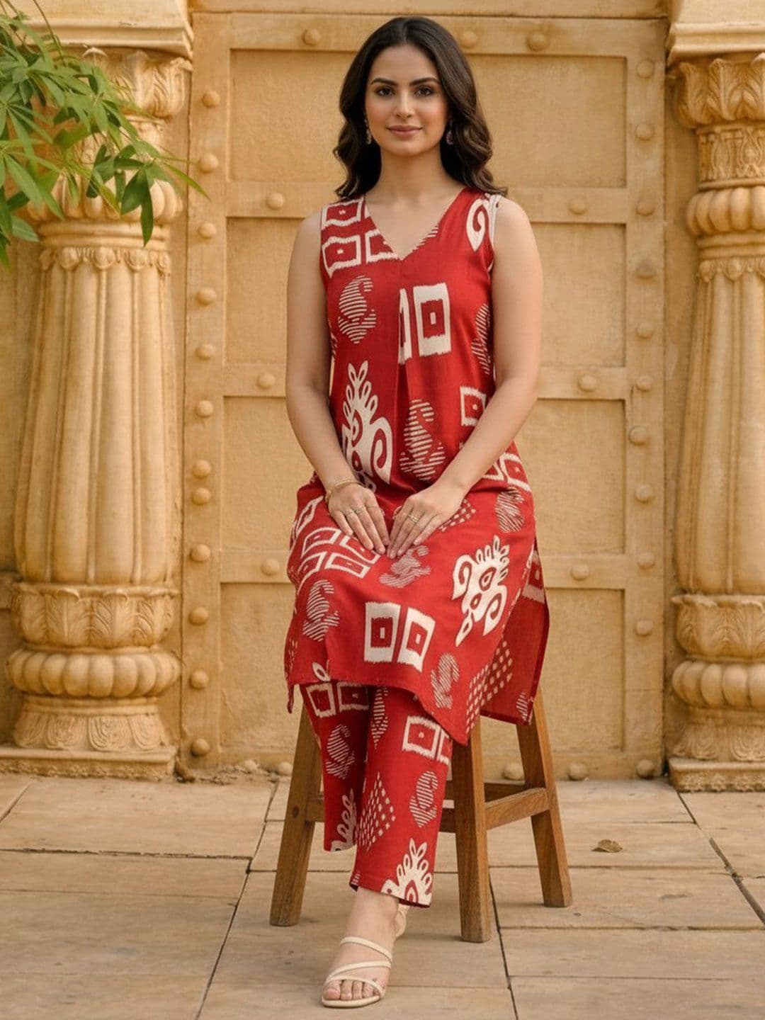 AANVI Bohemian Cotton Printed Tunic with Trousers thumbnail 4