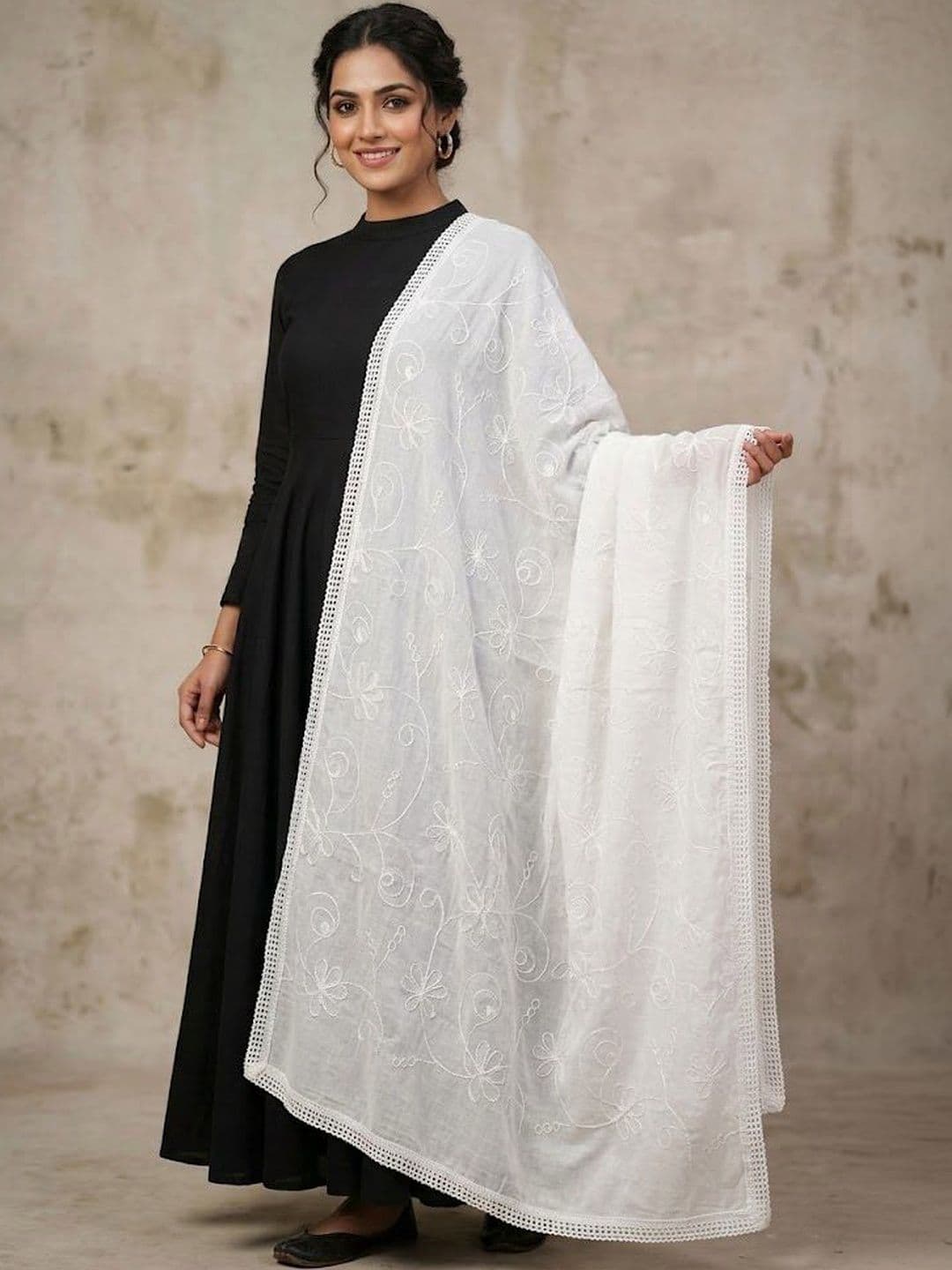 Trendzmy Embroidered Dupatta with Thread Work - view 1