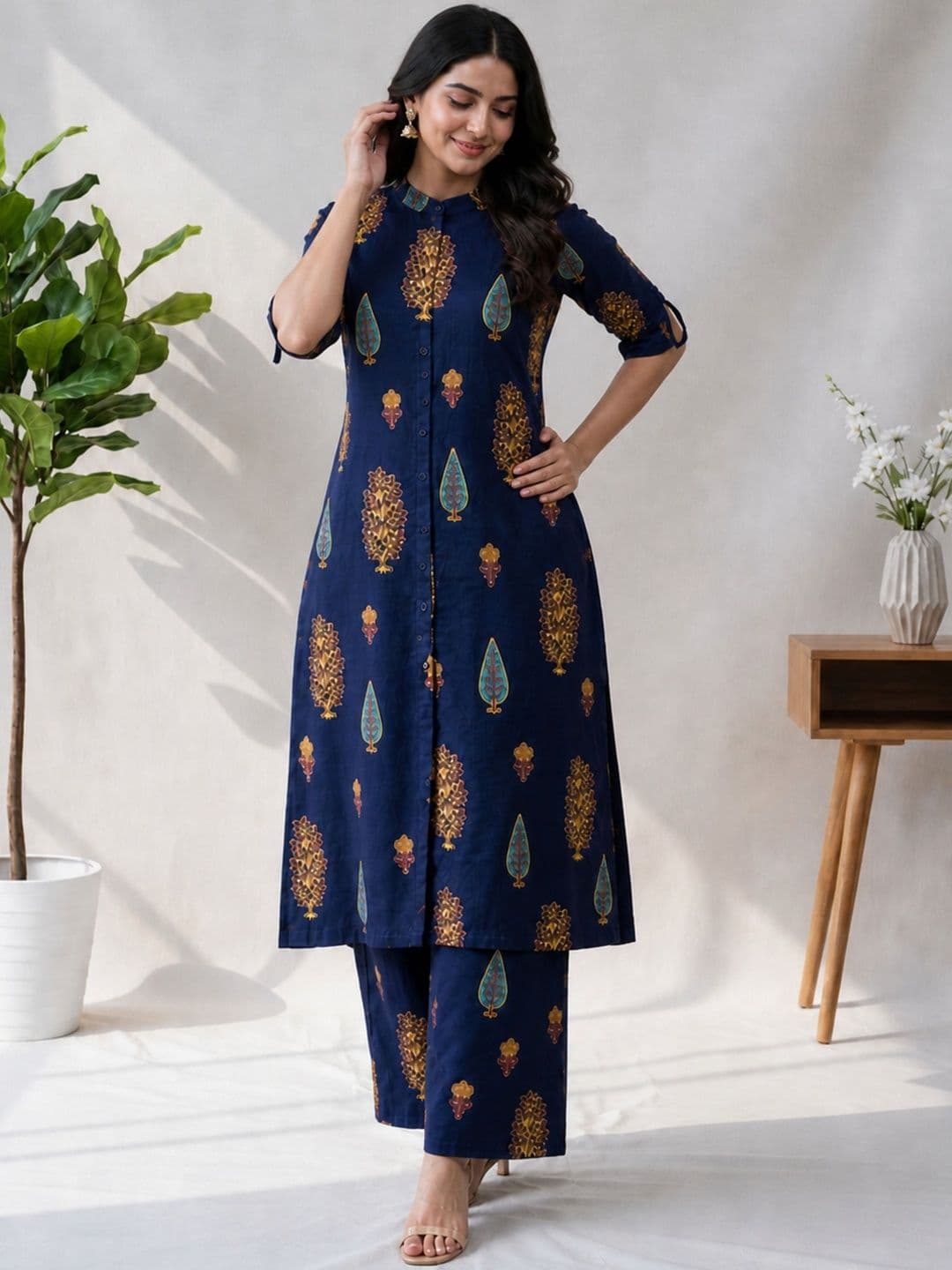 Klere Women Ethnic Motifs Printed Regular Kurta with Palazzos thumbnail 2