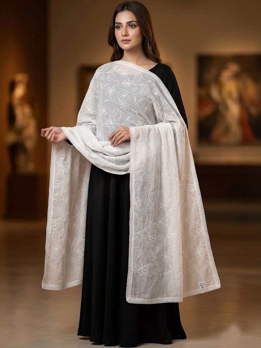 Trendzmy Embroidered Dupatta with Thread Work thumbnail 4