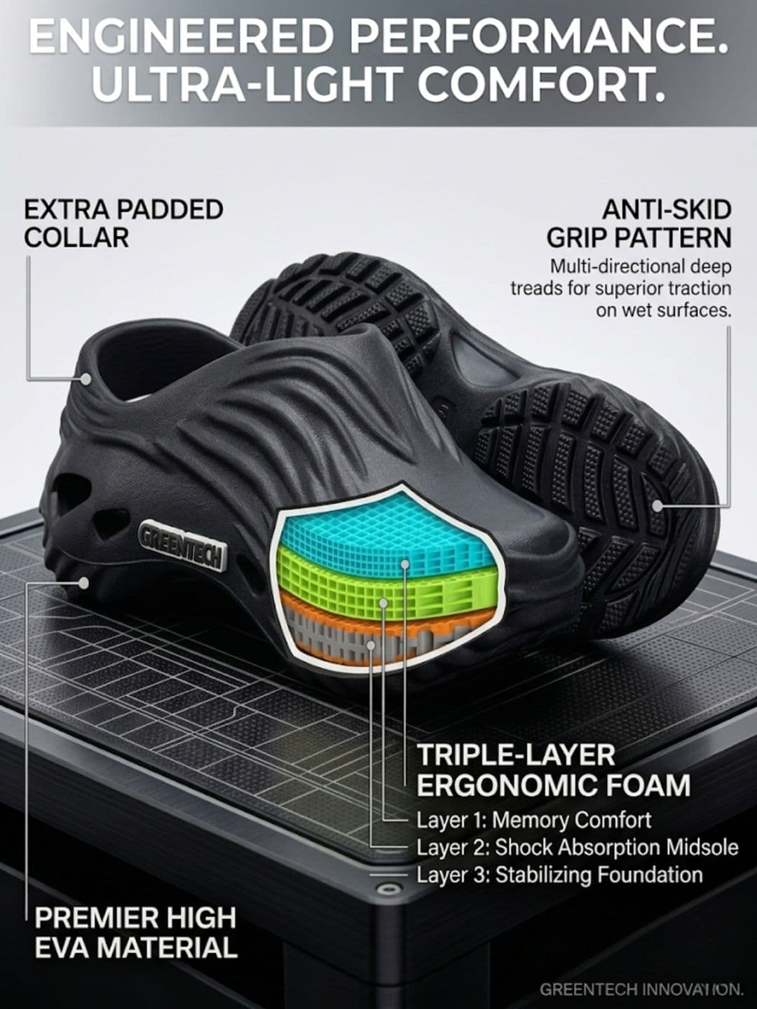 Greentech Men Slip-On Greentech Wave Self Design Clogs thumbnail 3