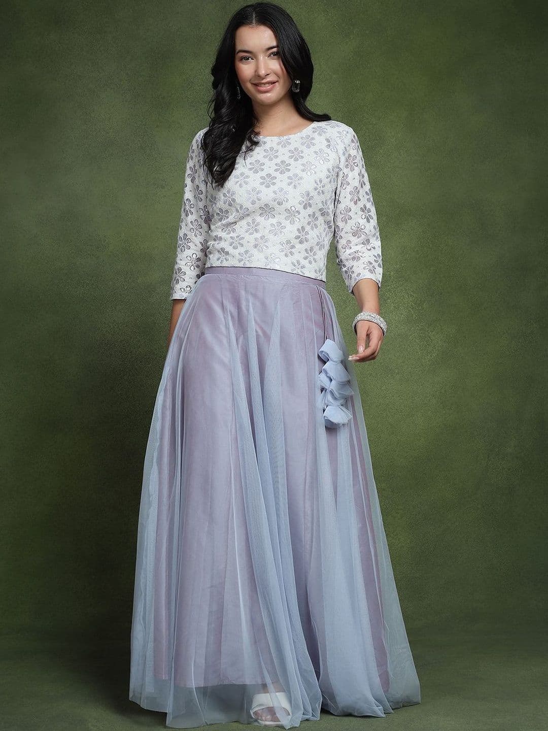 Frolic Rolic Women Net Tiered Maxi Flared Skirt thumbnail 5