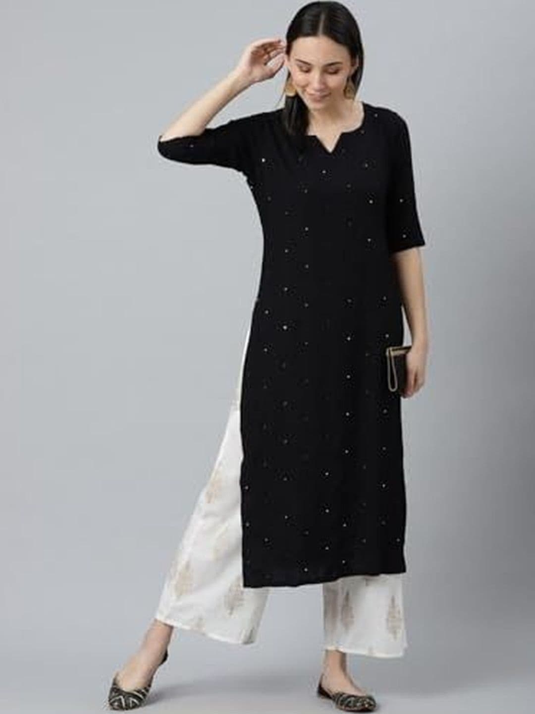 ANGIYA Embellished V-Neck Kurti thumbnail 4