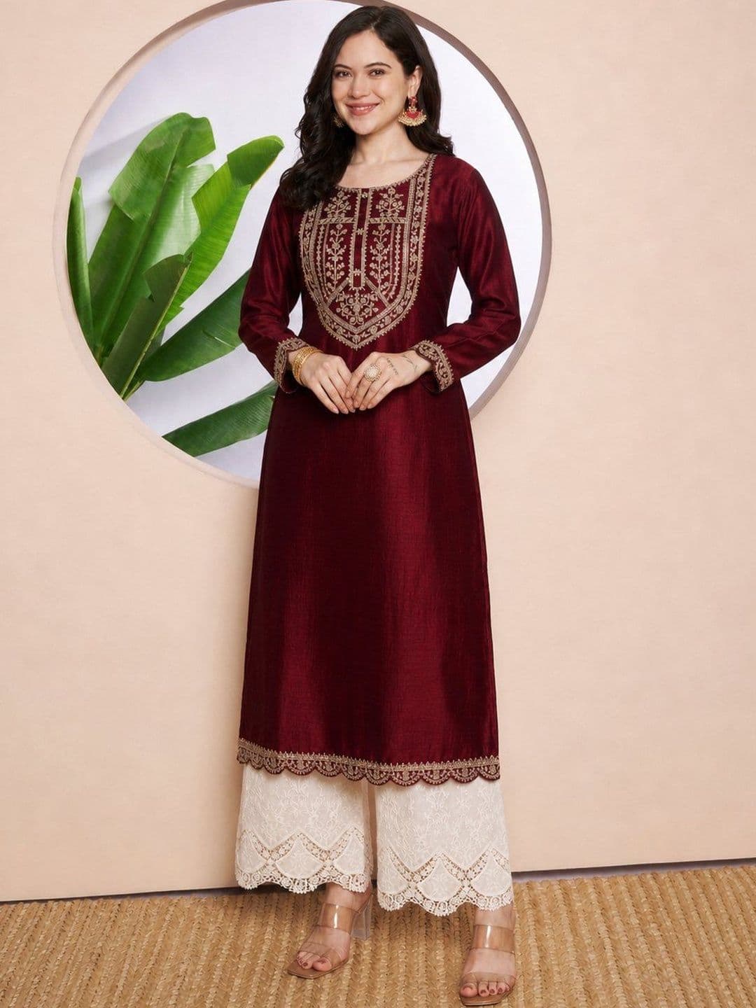 rarethread Women Ethnic Motifs Embroidered Thread Work Kurta thumbnail 3