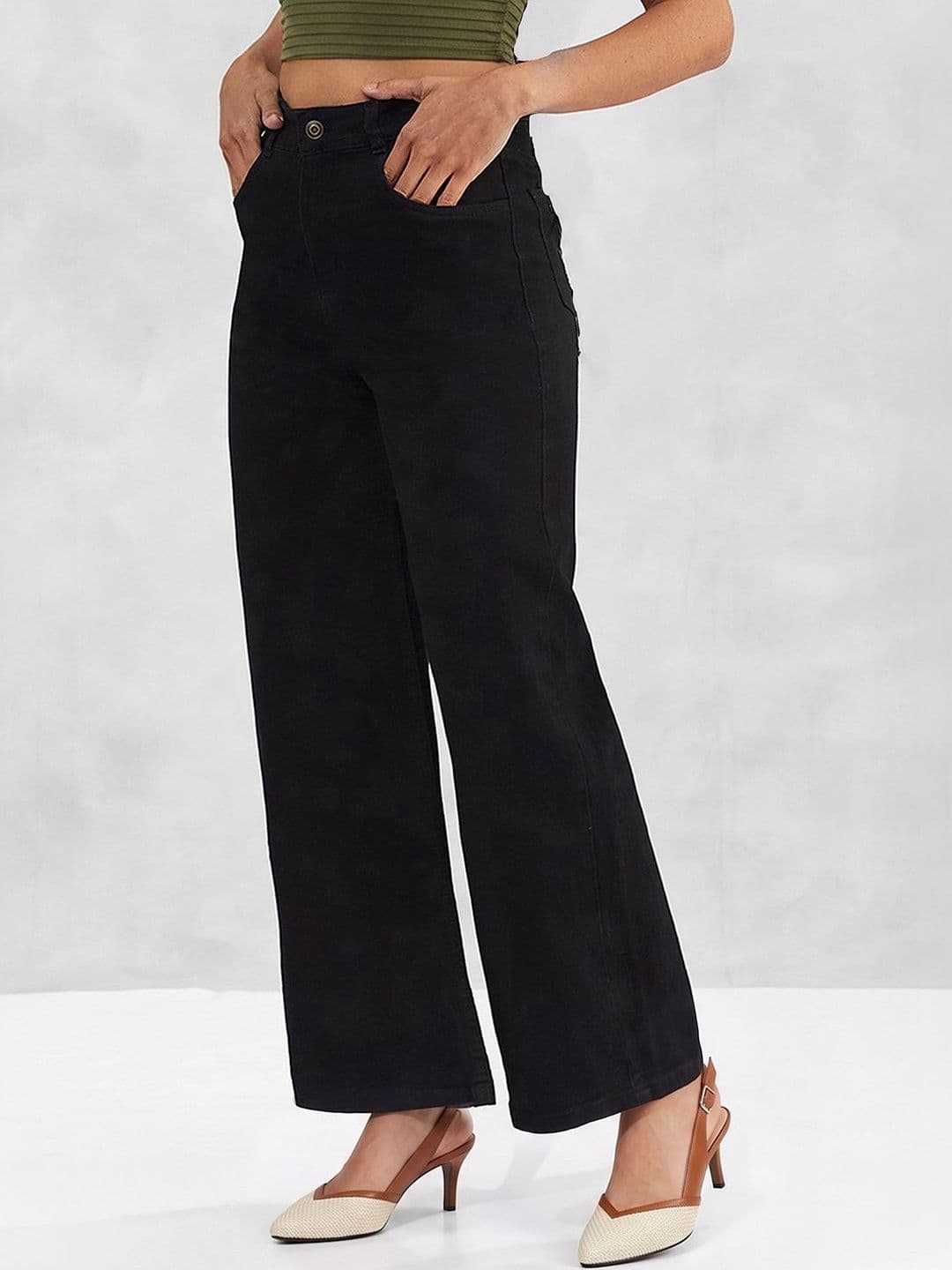 Mast & Harbour Women Wide Leg High Rise Clean Look Regular-Length Stretchable Denim Jeans - view 1