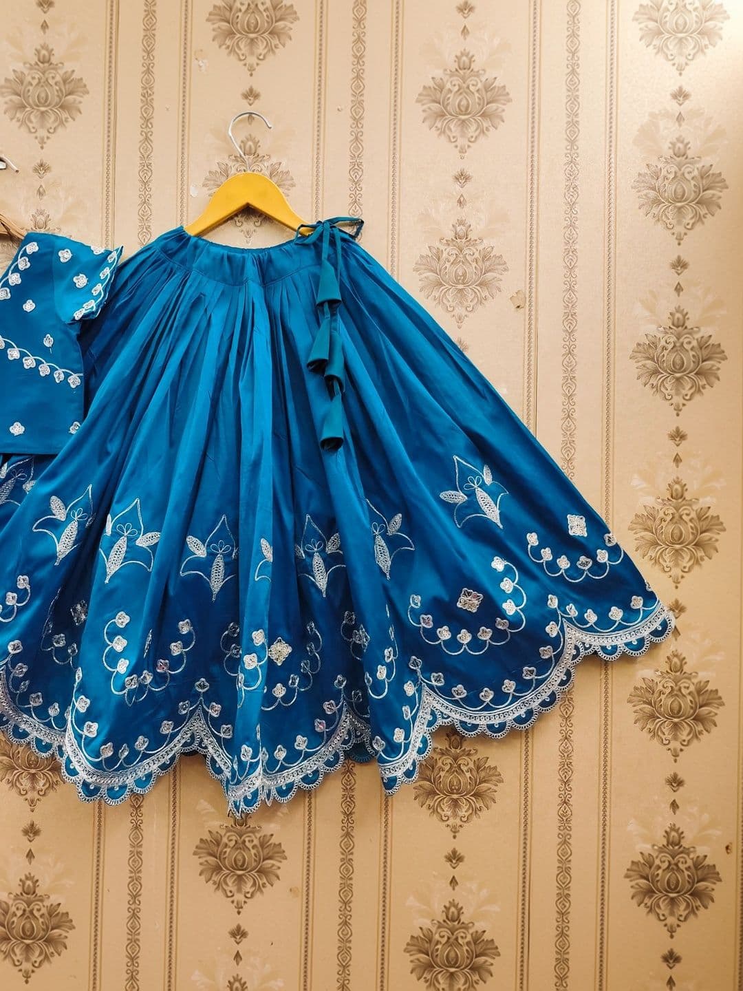 KATRODIYA ENTERPRISE Girls Embellished Thread Work Semi-Stitched Lehenga & Blouse With Dupatta thumbnail 2