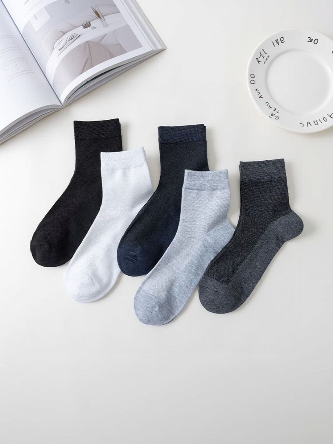 BEAR&BEYOND Men Pack of 5 Cotton Patterned Ankle Length Socks - view 1