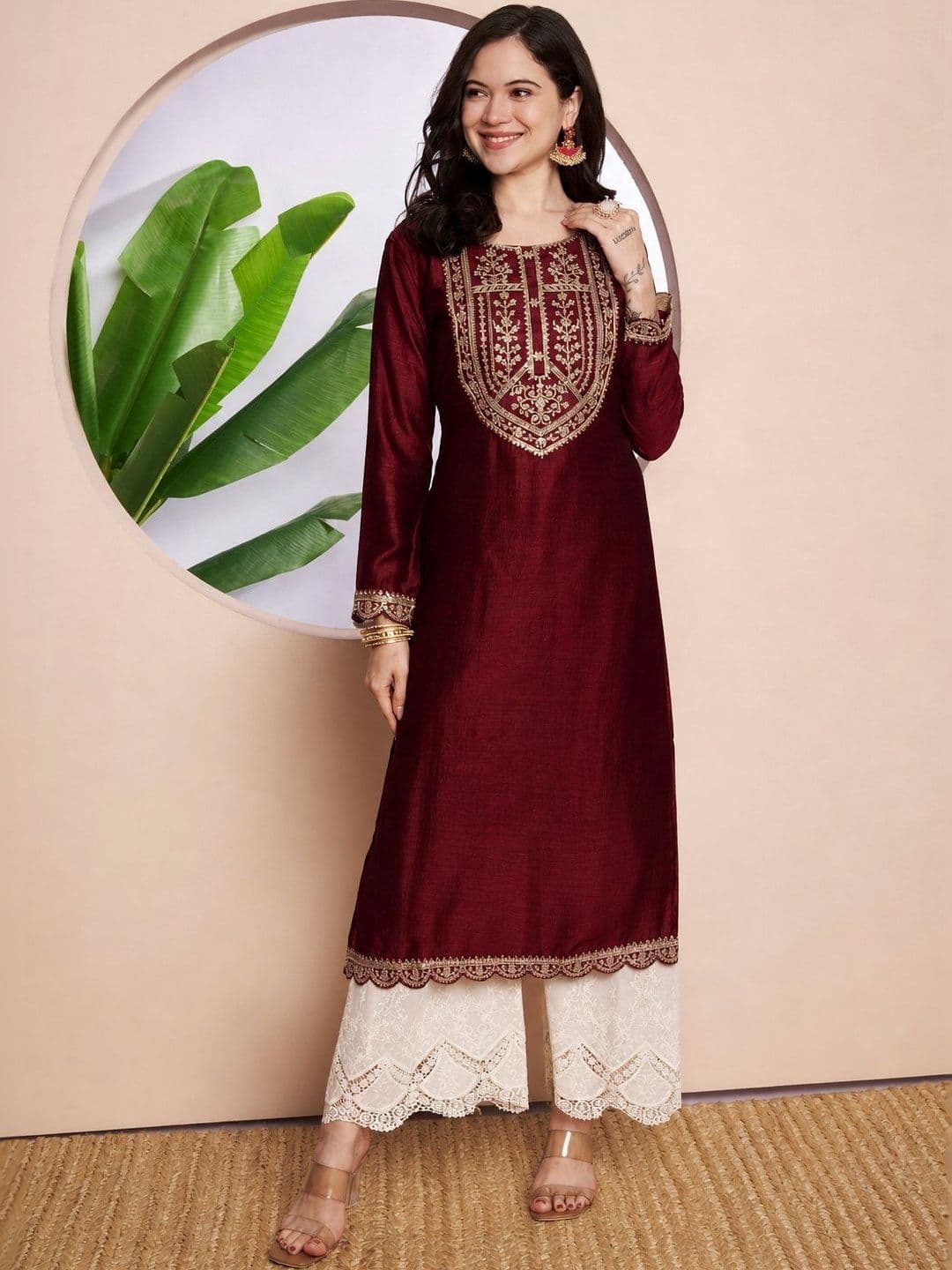 rarethread Women Ethnic Motifs Embroidered Thread Work Kurta thumbnail 2