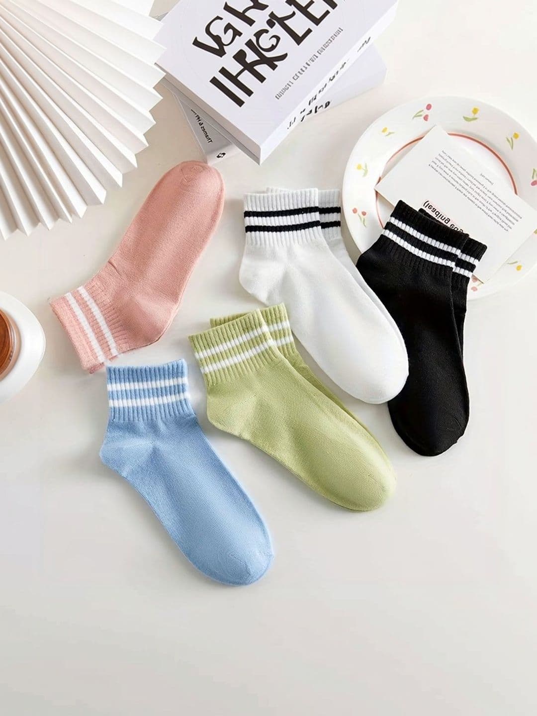 BEAR&BEYOND Men Pack of 5 Cotton Striped Ankle Length Socks - view 1