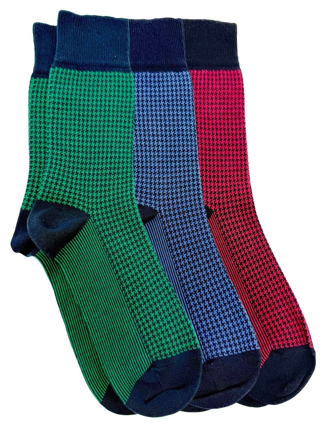 Mint & Oak Men Pack of 3 Cotton Blend Assorted Patterned Calf Length Socks thumbnail 3
