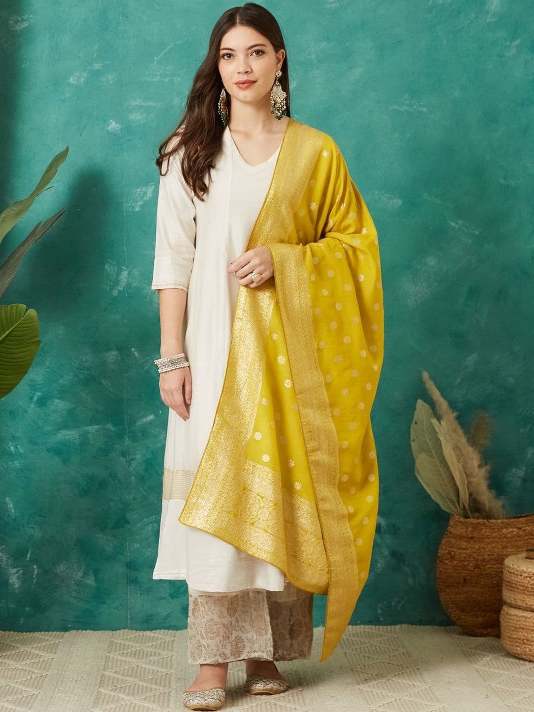 VASVI Woven Design Cotton Silk Dupatta with Zari - view 1