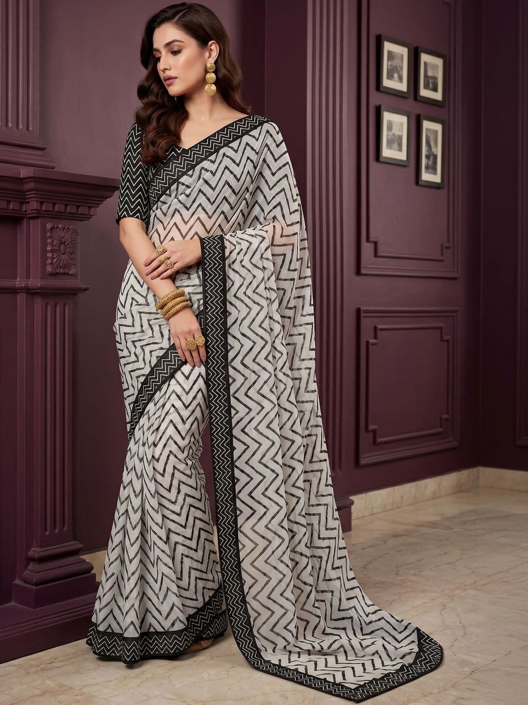 Dhaaga Ghar Pure Chiffon Saree - view 1