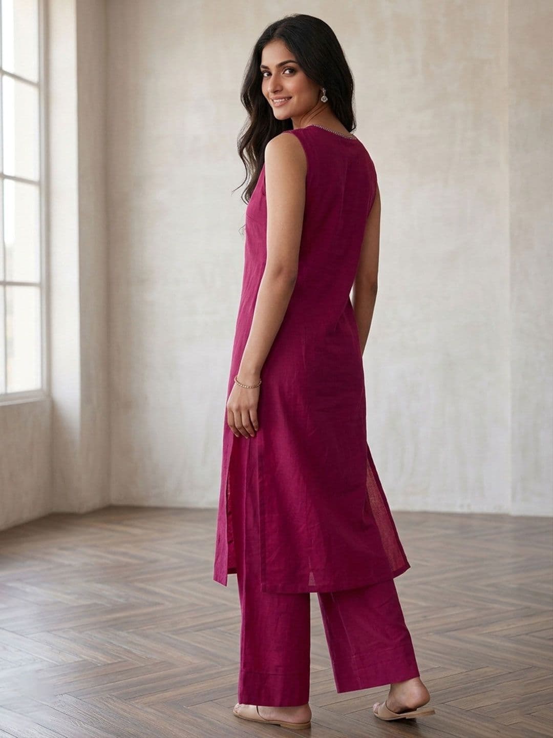 FULPARI Ethnic Motifs Embroidered Regular Thread Work Kurta With Palazzos thumbnail 6