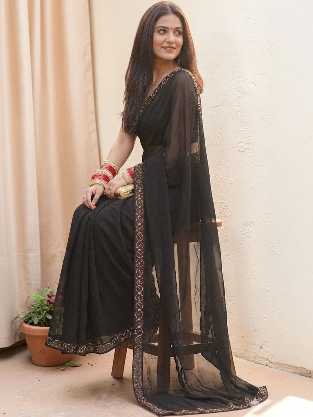 KALINI Embroidered Net Designer Banarasi Saree thumbnail 4