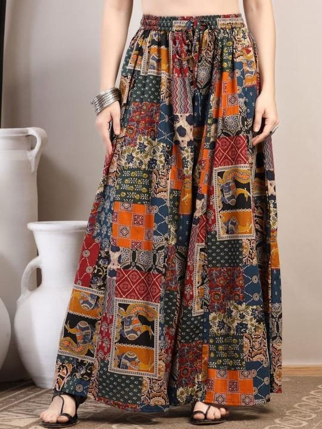 Fabinn Women Ethnic Motifs Printed Knitted Chiffon Blend Ethnic Palazzos - view 1