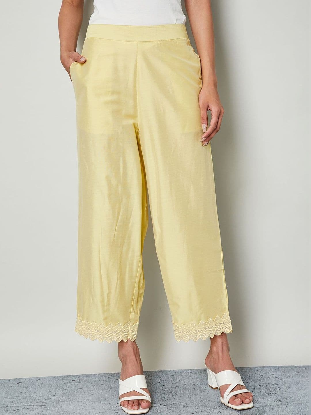 Melange by Lifestyle Women Embroidered Flared Cropped Ethnic Palazzos thumbnail 5
