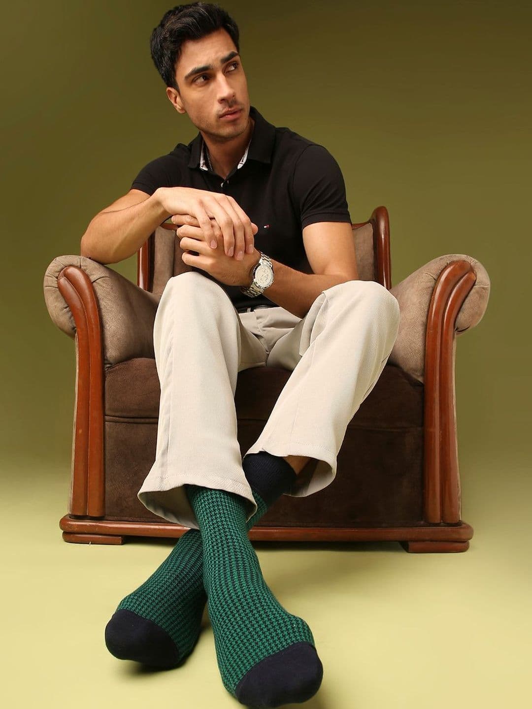 Mint & Oak Men Cotton Blend Patterned Calf Length Socks thumbnail 4