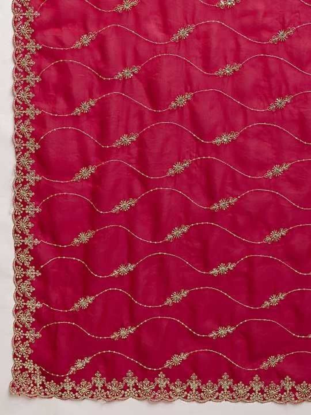 Elite Fashion Embellished Embroidered Satin Heavy Work Saree thumbnail 6