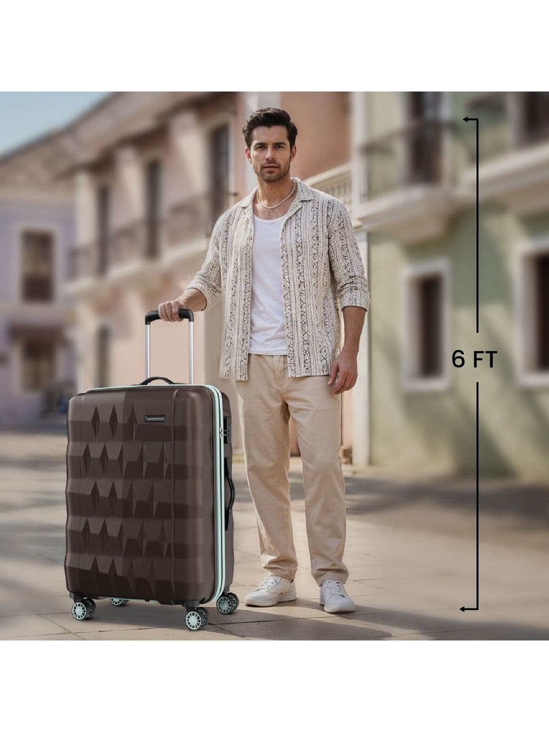 Aristocrat Unisex Comet Dark Brown Medium Hard Luggage Check-in Trolley with 8-Wheel thumbnail 3