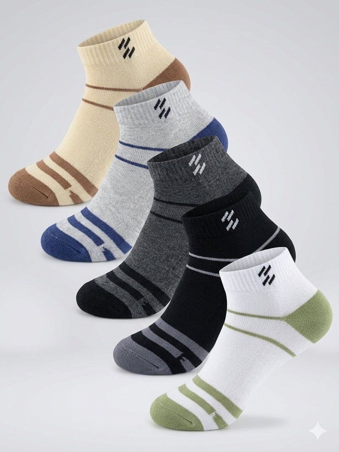 Sloxie Unisex Pack of 5 Cotton Colourblocked Ankle Length Socks thumbnail 7