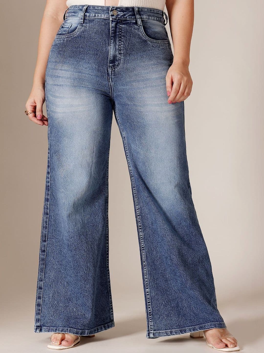 Miss Chase A+ Plus Size Women Wide-Leg High-Rise Stretchable Denim Jeans thumbnail 4