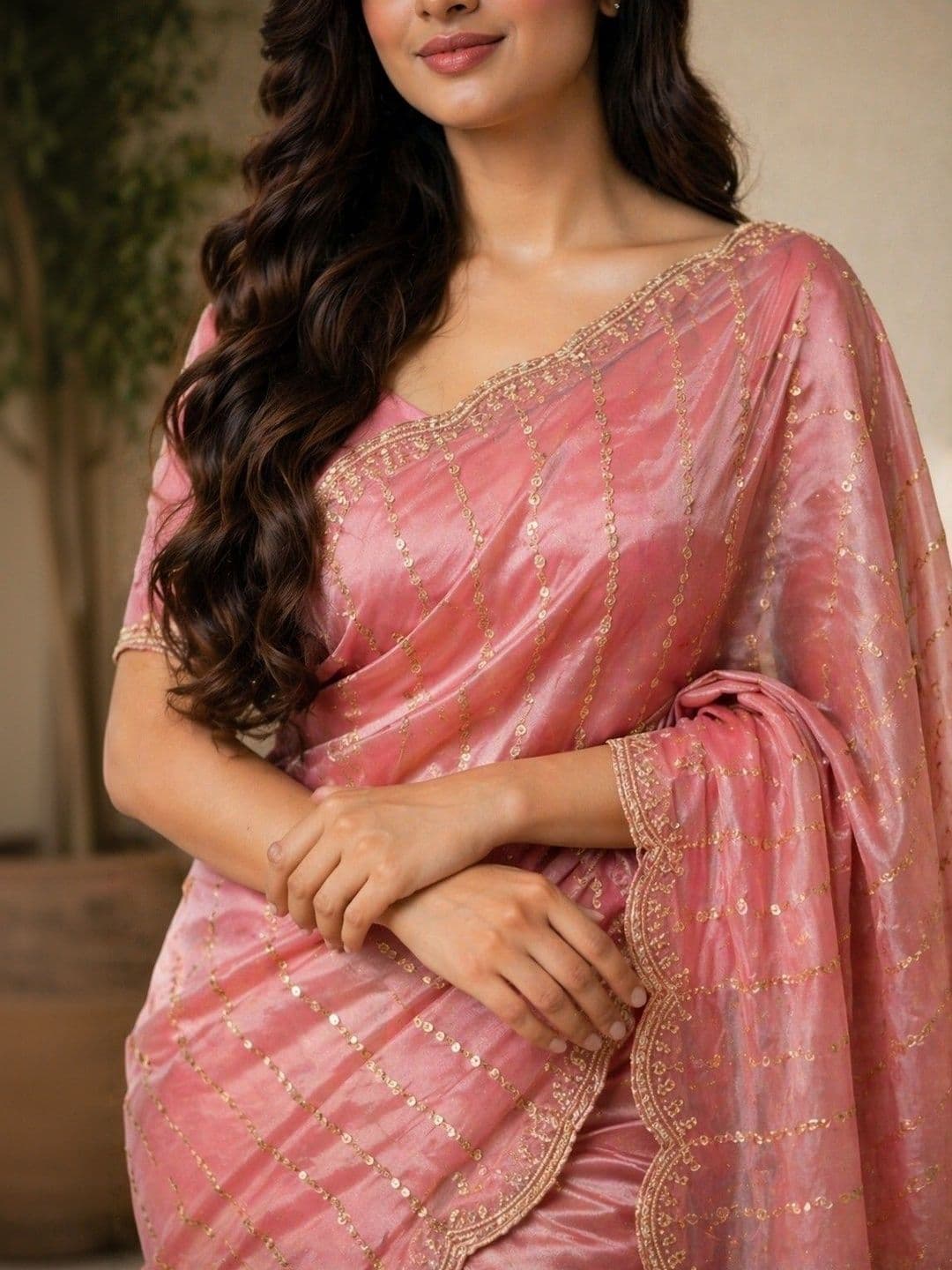 Mitera Woven Design Sequinned Poly Georgette Heavy Work Banarasi Saree thumbnail 3