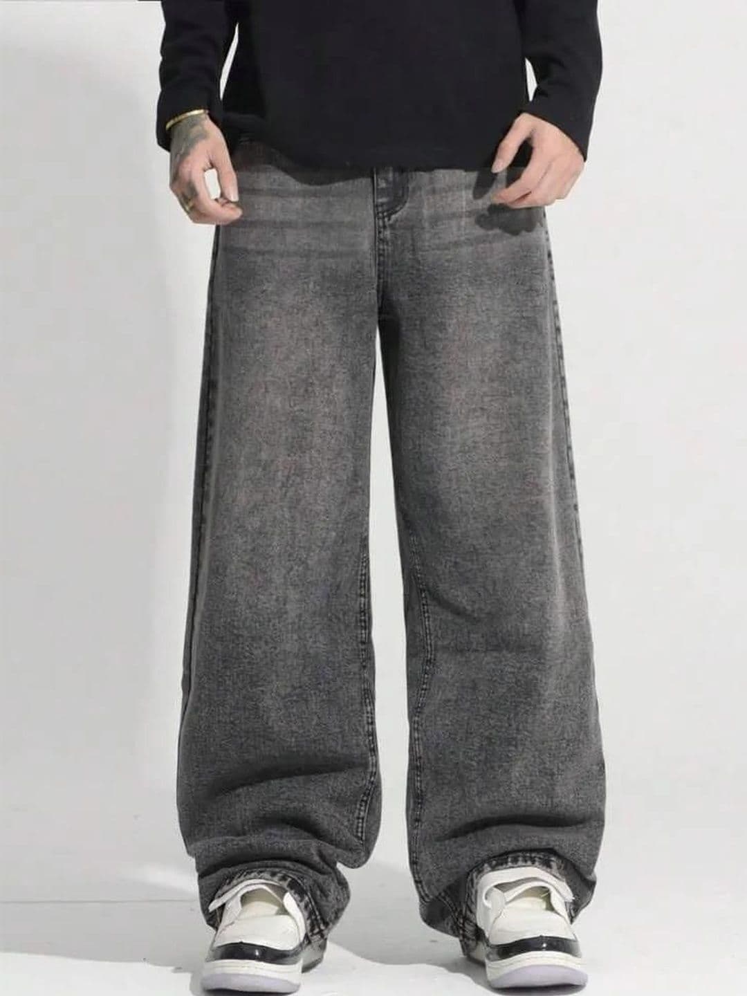 ZYVRA Men Wide Leg Low-Rise Dark Shade Jeans - view 1