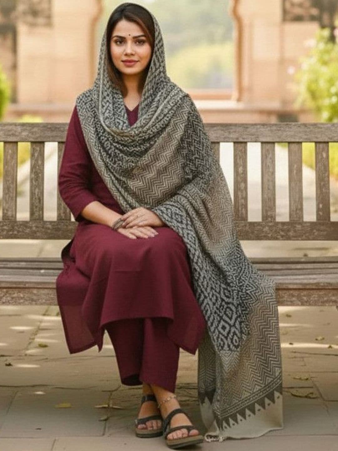 Lee Moda Women Ethnic Motifs Regular Kurta with Trousers & With Dupatta thumbnail 3