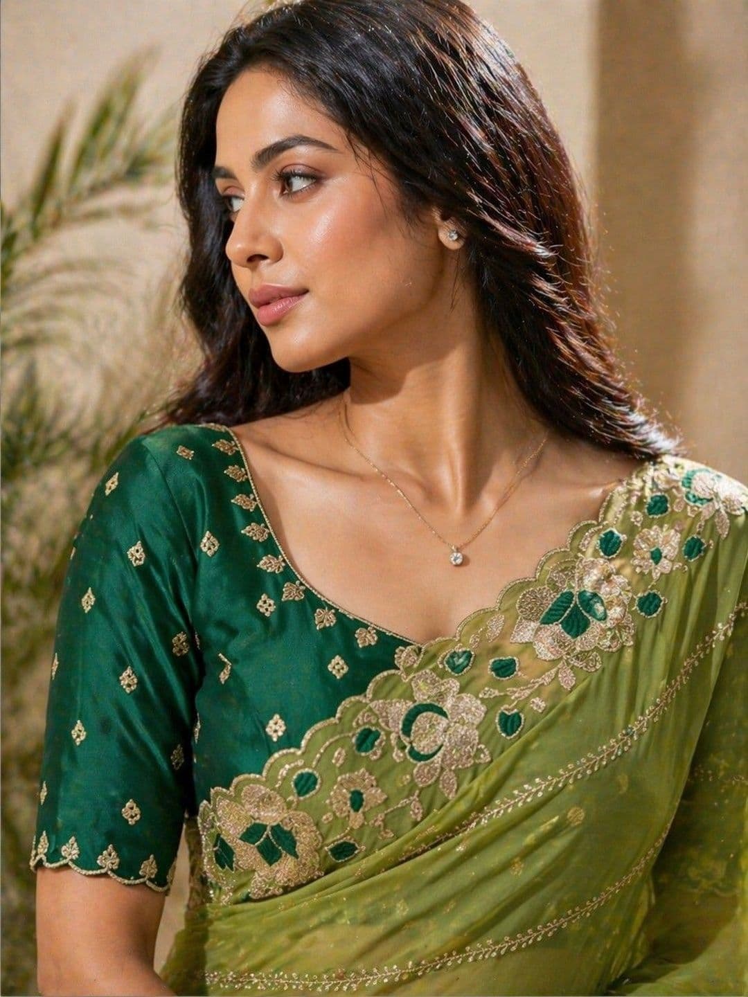 Mitera Embellished Embroidered Poly Georgette Heavy Work Banarasi Saree thumbnail 7