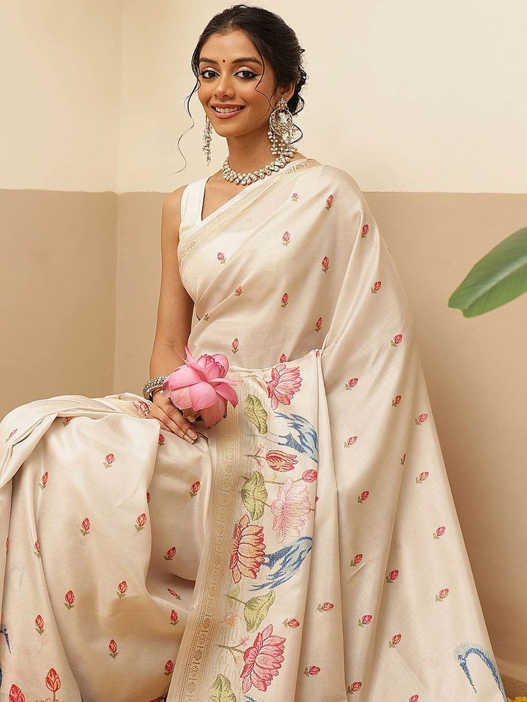 Silk Land Ethnic Motifs Embroidered Art Silk Designer Mysore Silk Saree thumbnail 5