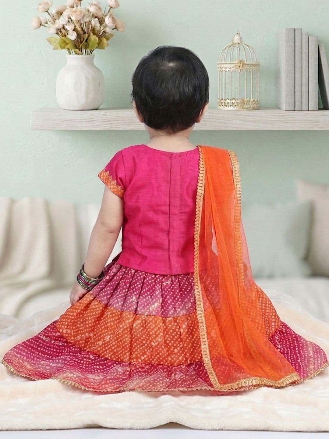 Here&Now X Kinder Kids Girls Embellished Ready to Wear Lehenga & Blouse With Dupatta thumbnail 4