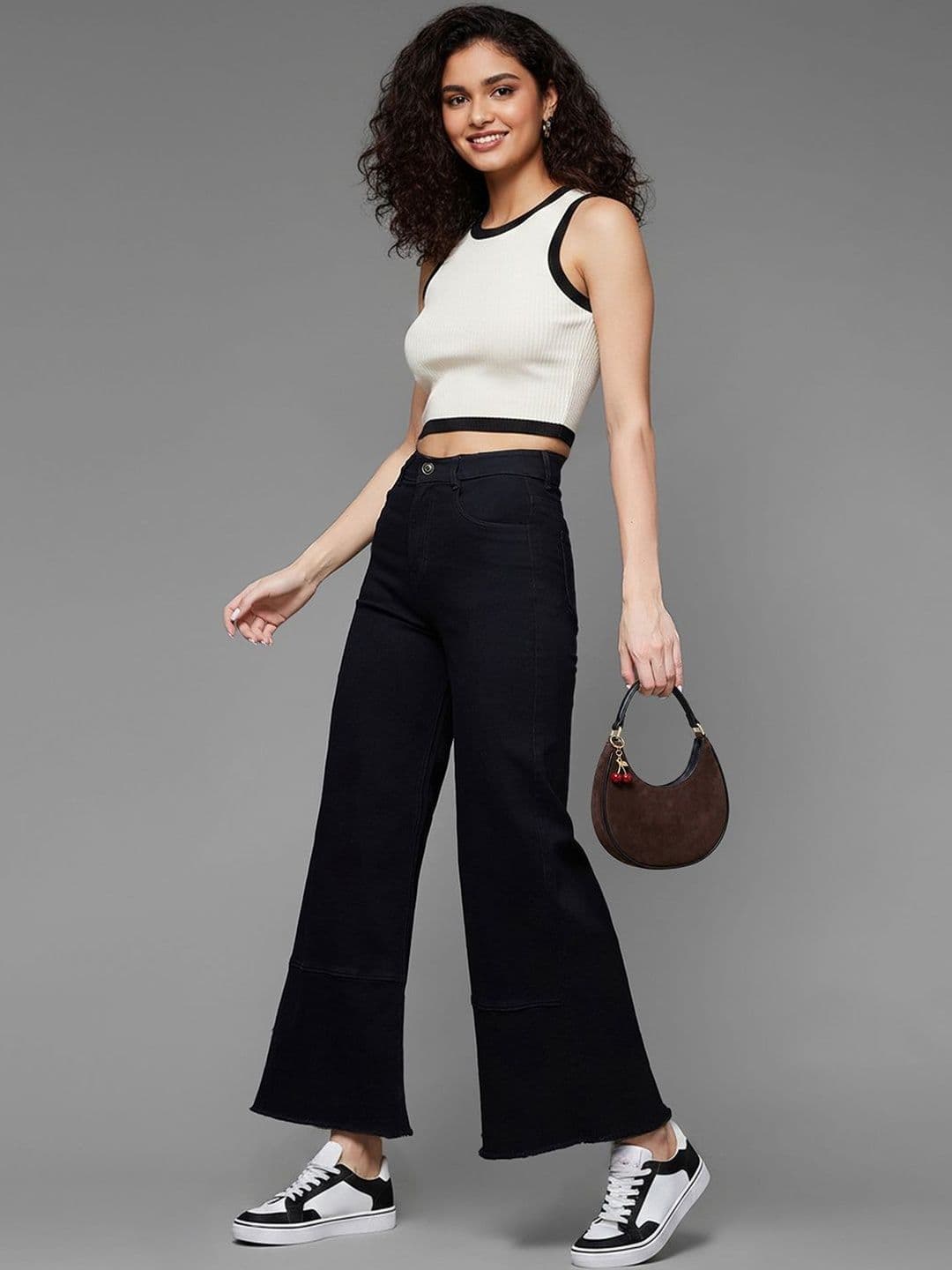 Mast & Harbour Women Wide Leg High Rise Clean Look Regular-Length Stretchable Denim Jeans - view 1