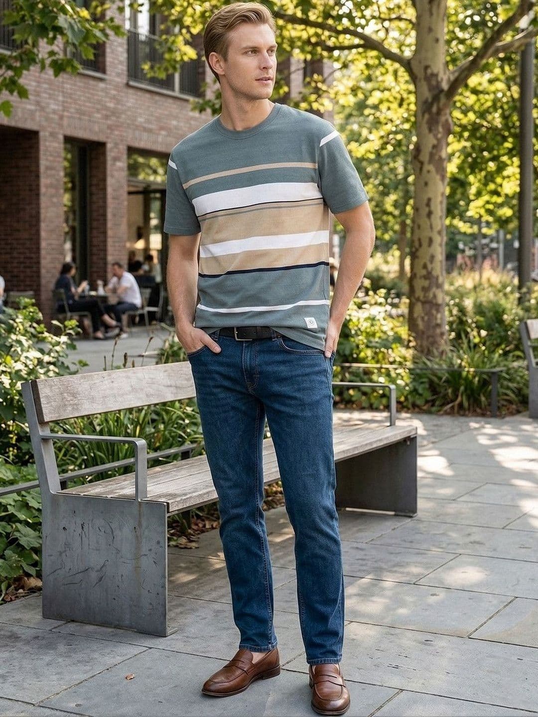 Roadster Mens Striped Crew Neck Tshirts - view 1