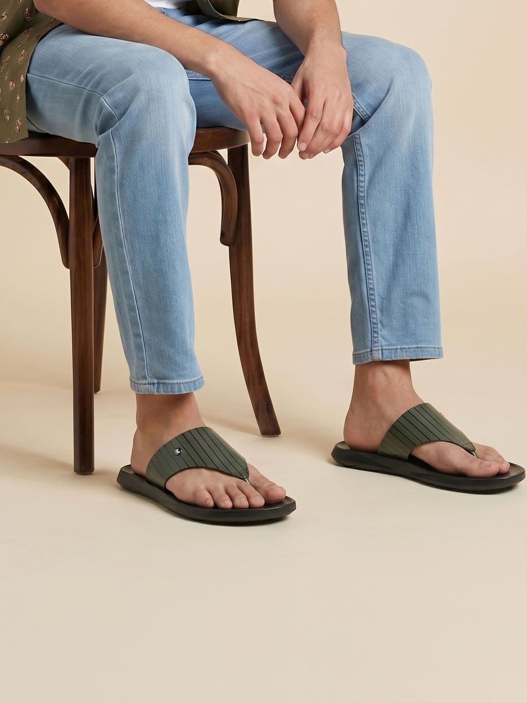 Metro Men Striped Thong Flip-Flops - view 1