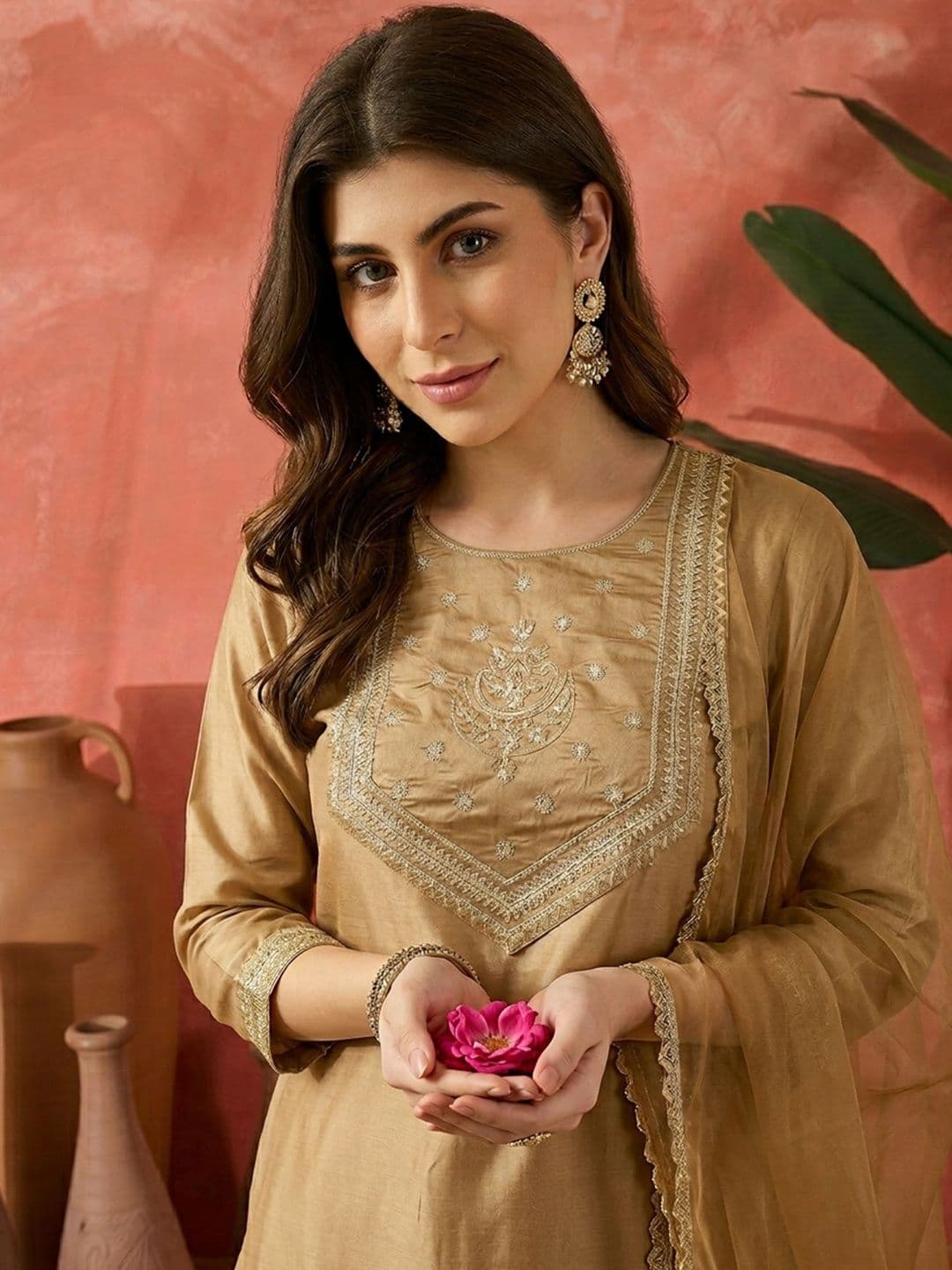 Sangria Embroidered Round Neck Kurta Sets thumbnail 7