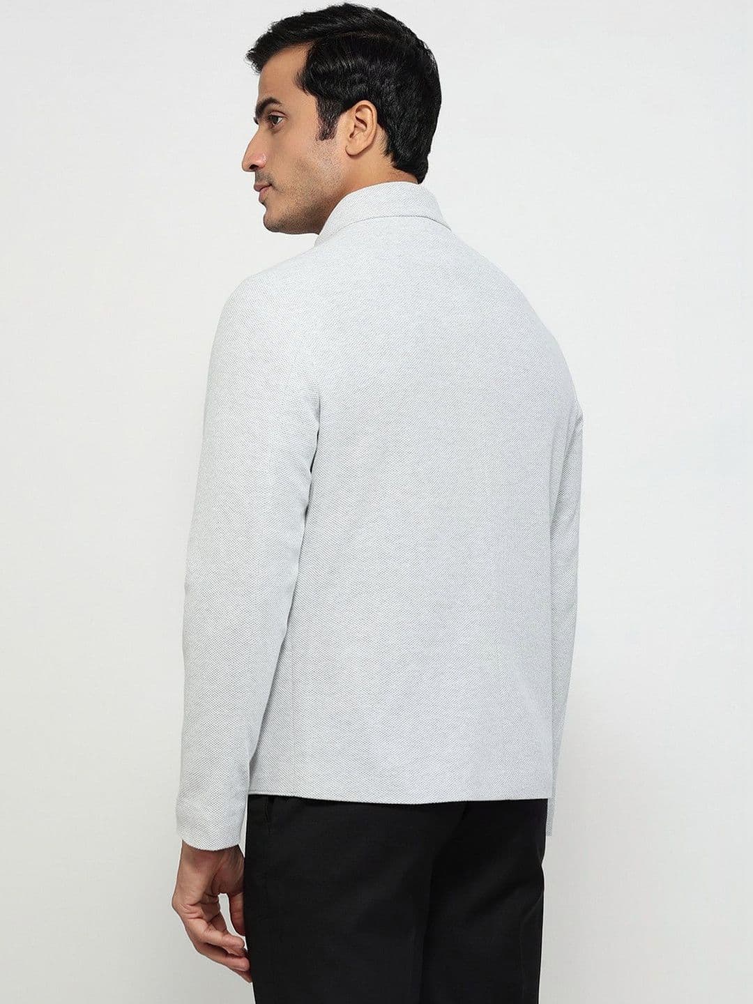Raymond Self Design Cotton Spread Collar Open Front Jacket thumbnail 7