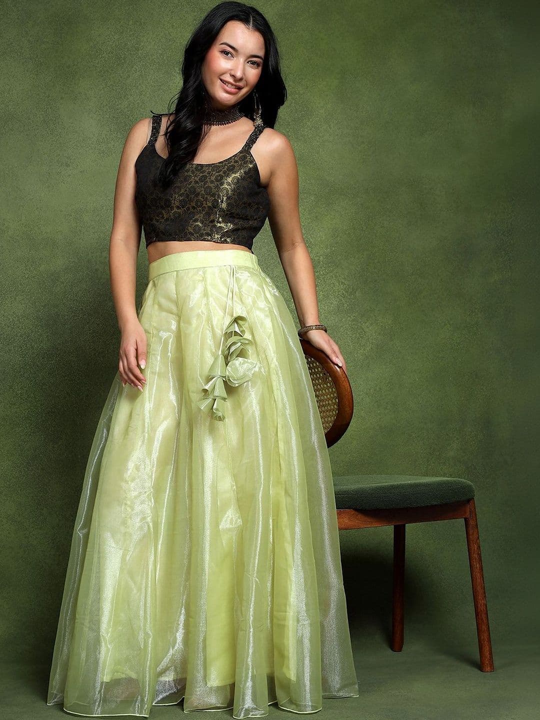 Frolic Rolic Women Net Tiered Maxi Flared Skirt thumbnail 2