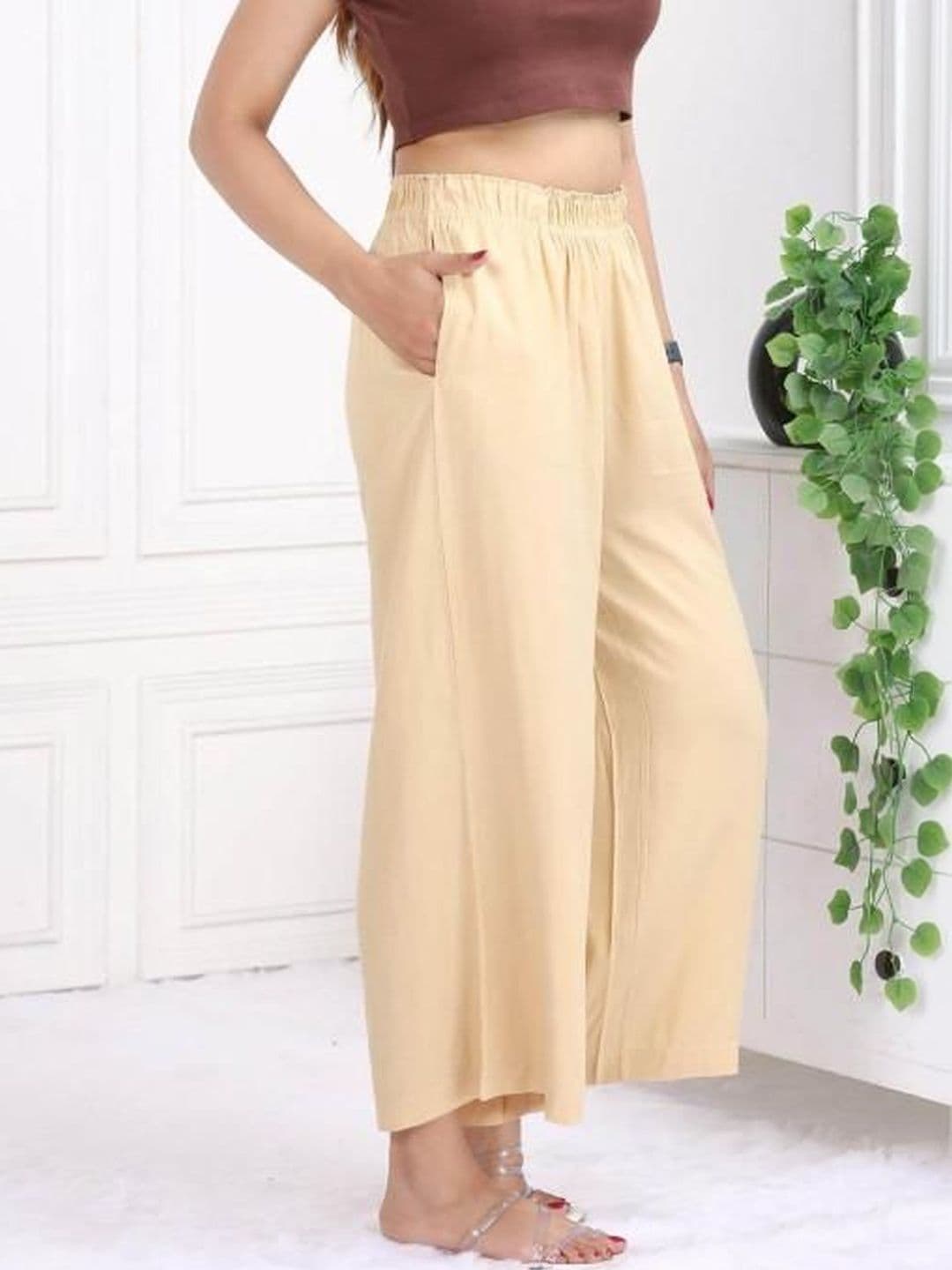Fabinn Women Knitted Chiffon Blend Palazzos thumbnail 7
