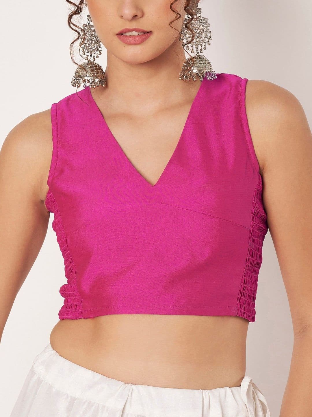 studio rasa Women Silk Blend Stretchable Saree Blouse thumbnail 4