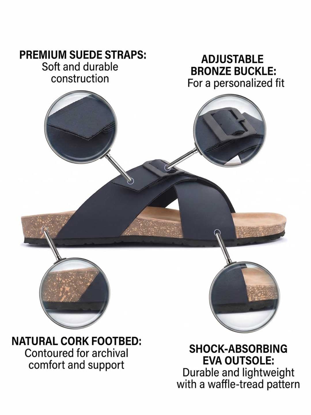 HERE&NOW Men Leather Comfort Sandals thumbnail 2