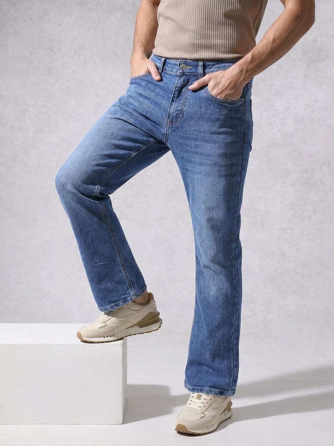 WROGN Men Bootcut Light Fade Stretchable Jeans - view 1